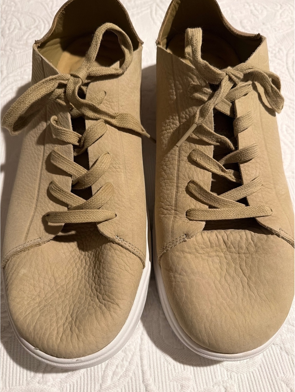 Reef Beige Leather Casual Sneakers with White Soles